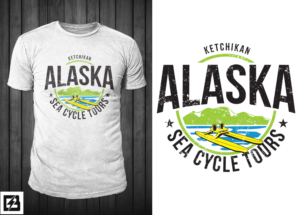 t-shirt design for a seacycle (water bike) tour in Alaska | T-shirt Design by Barney Stinson