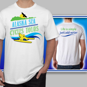 t-shirt design for a seacycle (water bike) tour in Alaska | T-shirt Design by Sergio Medina