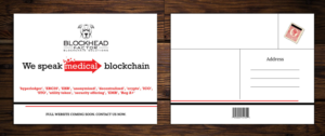 Promotional postcard about the blockchain in healthcare | Postcard Design by FourtuneDesign