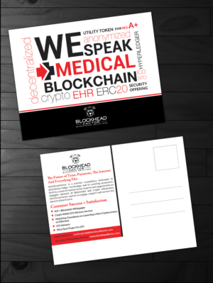 Promotional postcard about the blockchain in healthcare | Postcard Design by innovative earth