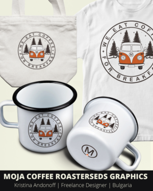 Moja Coffee Roasters needs graphics for merchandise and swag! | Graphic Design by Kristina Andonoff