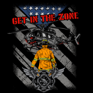 Firefighter Inside Medical Helicopter Landing Zone | T-shirt Design by Michaelsefrico