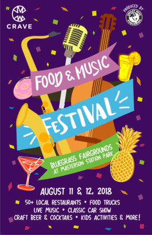 CRAVE food + music festival poster | Poster Design by Foxelate