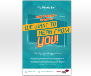 Employee engagement survey desk drop ( Miracle-Ear, Canada) | Flyer Design by Luniere Designs