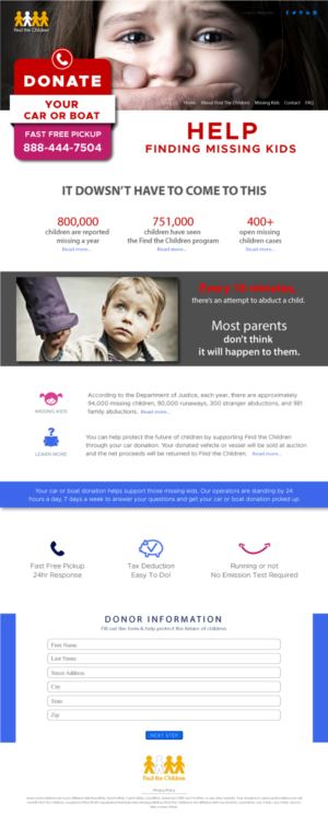 Missing Kids Car Doantion Website Design  | Web Design by briliana