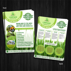 The Lawn Man Leaflet. A5 2-sided Flyer for a UK Lawn Treatment Company | Flyer Design by elveneclipse