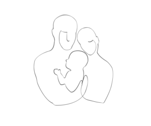 Continuous line sketch of mother and father with baby for a poster | Graphic Design by MNM