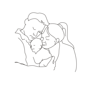 Continuous line sketch of mother and father with baby for a poster | Graphic Design by Suwaji Suwaji