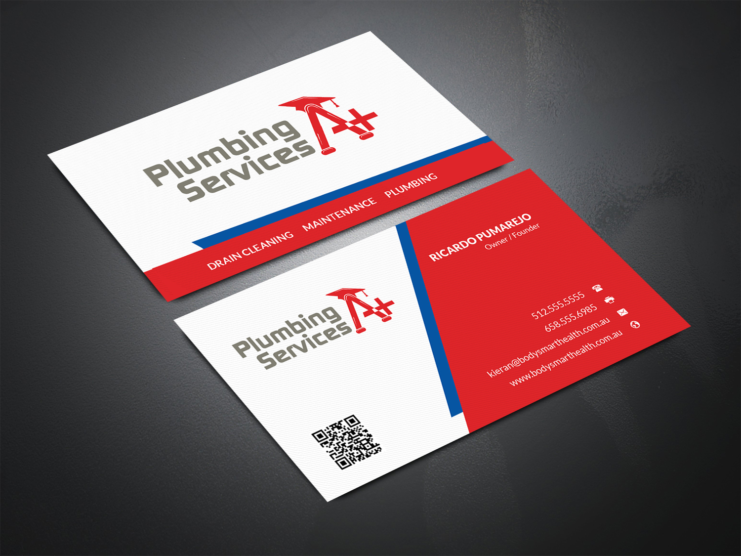 Business Card Design by Pointless Pixels India for plumbing services A+ | Design #18843833