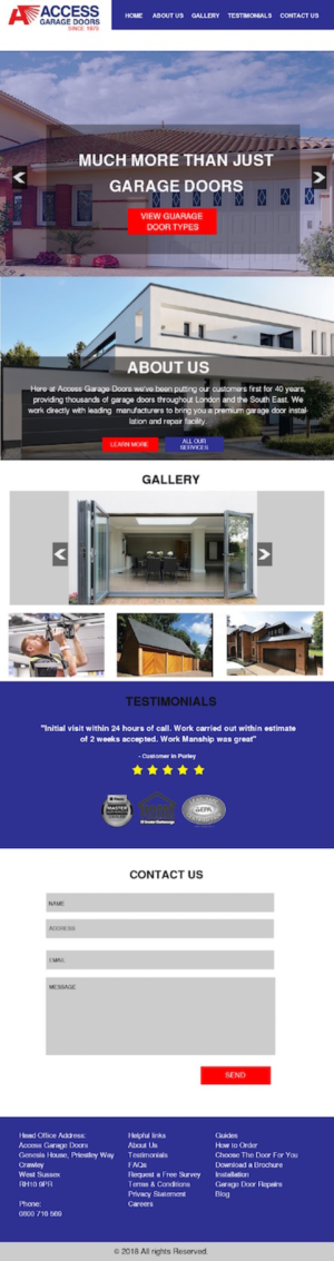 Wordpress Design by veeBC for Access Garage Doors Ltd | Design #18927629