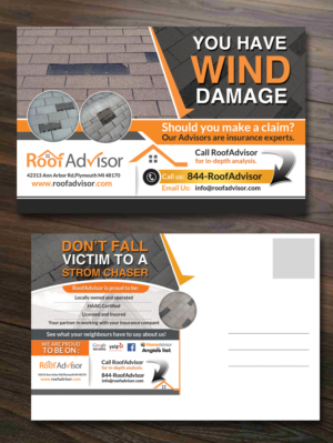 Roofing Company Storm Damage Marketing Post Card Mailer | Postcard Design by innovative earth