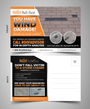 Roofing Company Storm Damage Marketing Post Card Mailer | Postcard Design by SAI DESIGNS