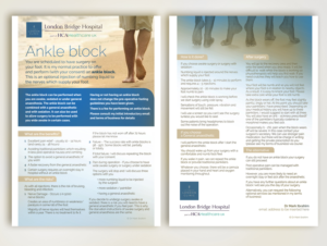 Make a medical leaflet for my patients undergoing ankle blocks | Flyer Design by see why