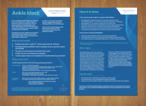 Make a medical leaflet for my patients undergoing ankle blocks | Flyer Design by MNM