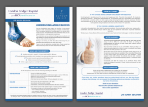 Make a medical leaflet for my patients undergoing ankle blocks | Flyer Design by ARTOGRAPHY