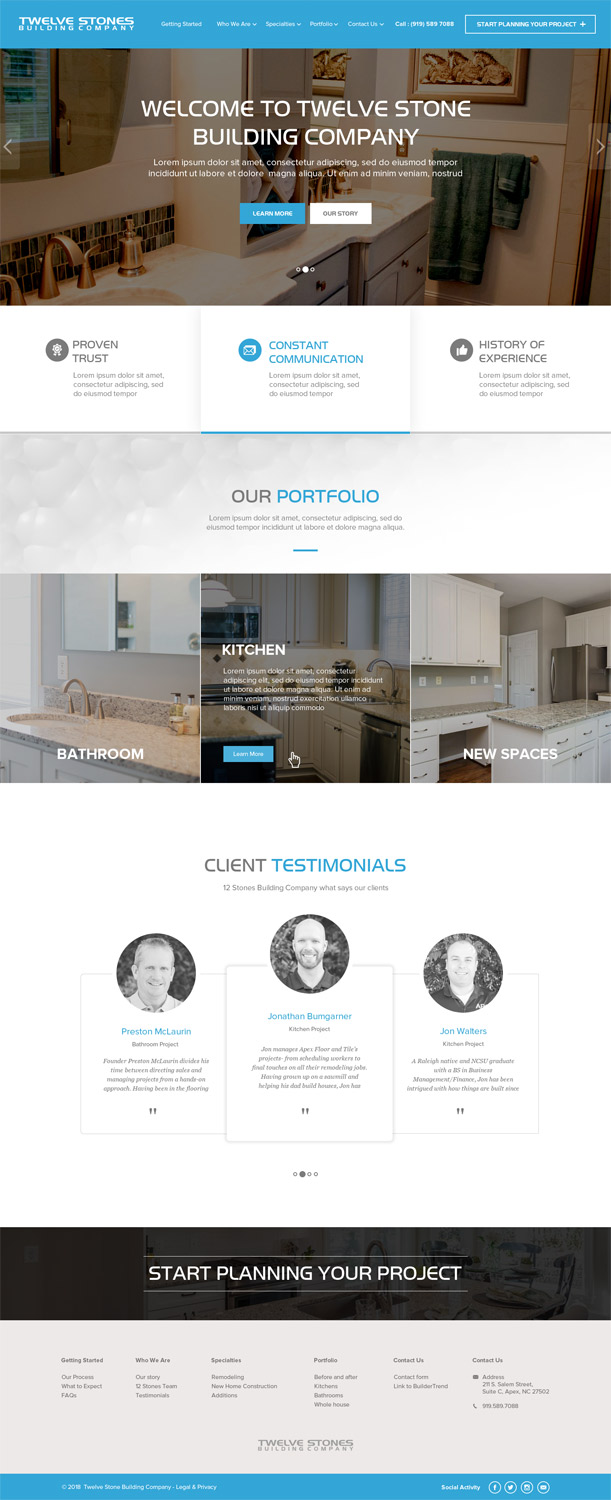 Web Design by AVROM for Twelve Stones Building Company | Design #19009982