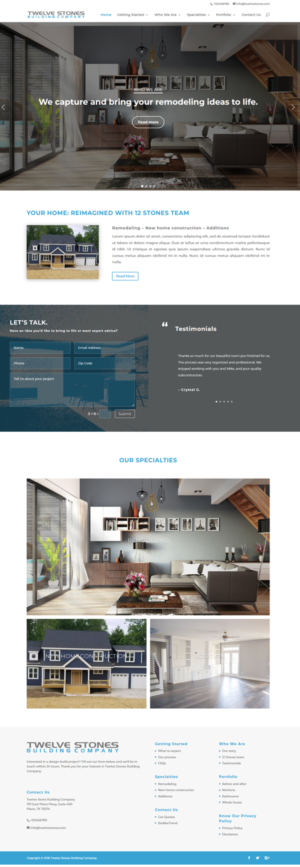 Web Design by CharaFathimalil for Twelve Stones Building Company | Design #18947948