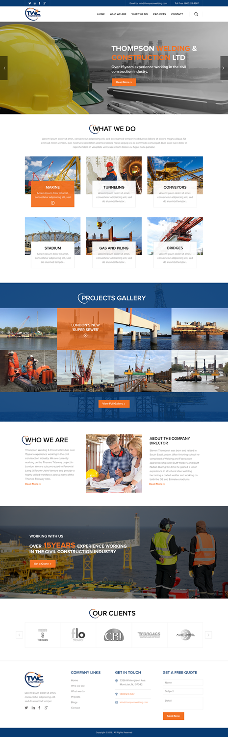 Wordpress Design by TechWise for Thompson Welding & Construction | Design #18959328