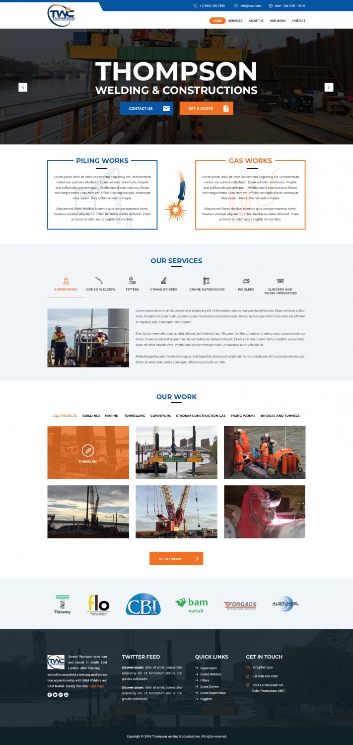 Wordpress Design by v.senthil-designer for Thompson Welding & Construction | Design #19015913