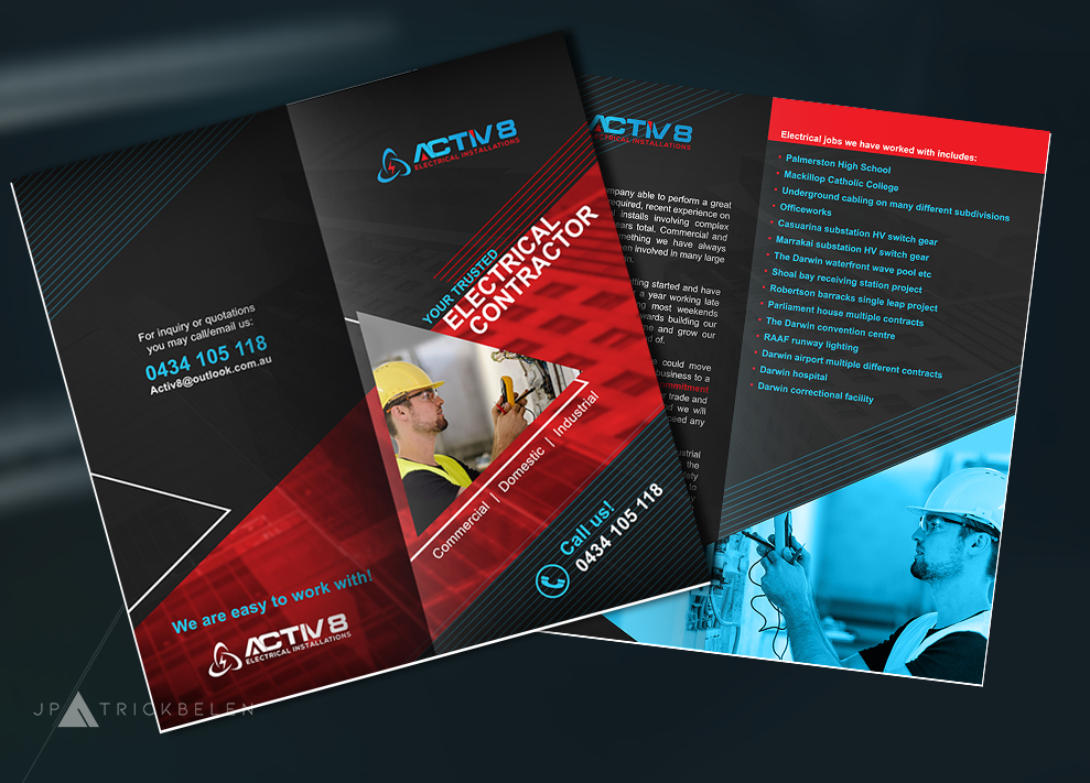 Brochure Design by jpatrickbelen for Activ8 electrical installations  | Design #18951232