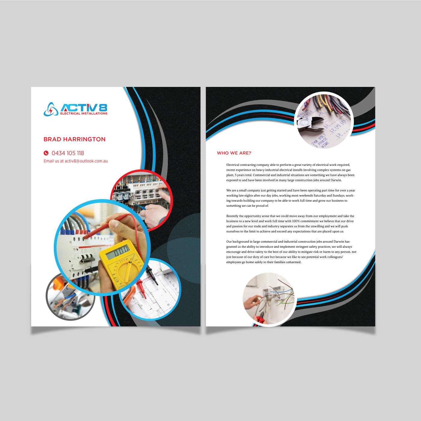 Brochure Design by Jignesh Chaudhari for Activ8 electrical installations  | Design #18969000