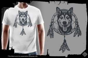 A Husky/Dreamcatcher Design | T-shirt Design by G3K