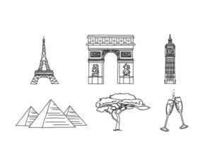 Set of hand-drawn travel-themed icons for a luxury travel company | Illustration-Design von Grace A