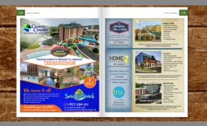  2019 Pigeon Forge Travel Planner Ad for Country Cascades Waterpark Resort | Advertisement Design by Aurora:)