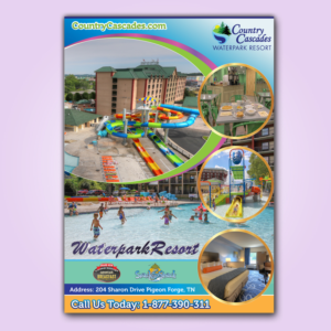  2019 Pigeon Forge Travel Planner Ad for Country Cascades Waterpark Resort | Advertisement Design by paulkanjosh