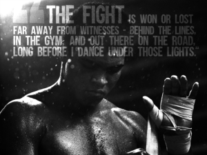 Inspirational quote for home gym wall - Muhammad Ali quote | Poster-Design von B L X C K_R X I N B O W