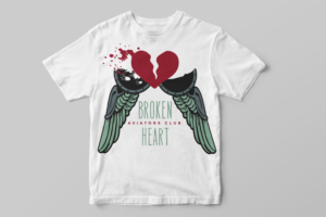 Broken heart aviators club tee shirts  | T-Shirt-Design von Synthesis