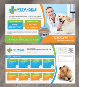 Pet Angels Animal Hospital Postcard Design | Postkarten-Design von alex989