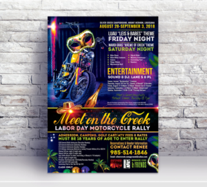 2018 Meet on the Creek Labor Day Motorcycle Rally | Flyer Design by SAI DESIGNS