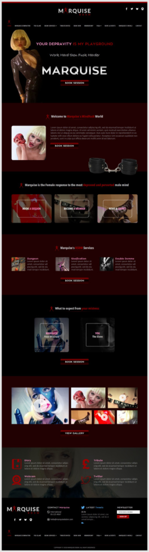 Home PAGE Created for Website for a DOMINATRIX / FetishMODEL / ARTIST Performer  Adult Industry * | Web-Design von -Marc-