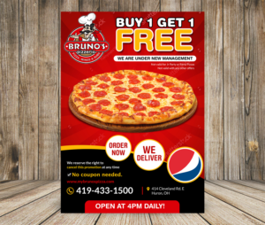 Bruno's Pizzeria BOGO Promotion Pizza Flyer (Huron) | Flyer Design by aspiremedia