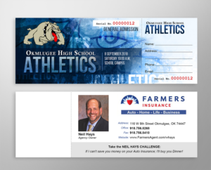 Need Cool Athletic Ticket Design for Students to use to enter a High School Athletic Sports Contest | Graphic Design by MDesigns ™