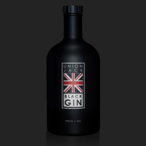 Front label for Gin bottle - Union Jack Black Gin | Label Design by Emmanuel Creations