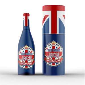 Front label for Gin bottle - Union Jack Black Gin | Label Design by Yafi Mridha