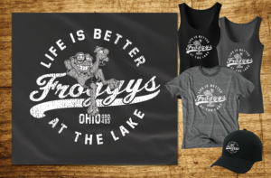 Froggy's at the Lake or Froggy's. Ohio Lake Bar with Swim-Up pool bar.  | T-shirt Design by CoffeeBreak88