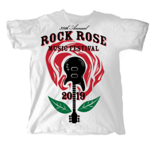 Artwork design for Rose Rock Music Festival 2019 | Apparel Design by 75-R-P-Z