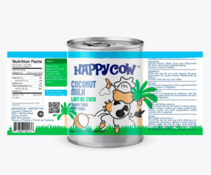 Happy Cow coconut milk label design | Label Design by Soluciones Creativas