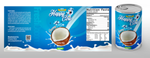 Happy Cow coconut milk label design | Label Design by SAI DESIGNS