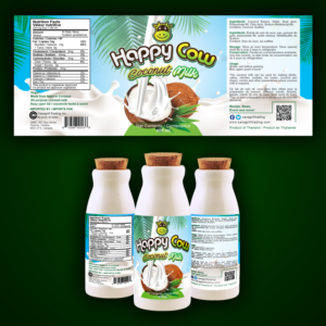 Happy Cow coconut milk label design | Label Design by Maxo-Biz