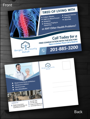 Bergen County Rehab and Wellness Postcard | Postkarten-Design von innovative earth