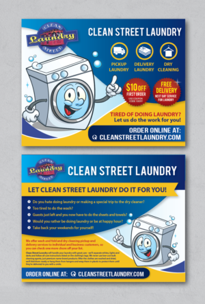 Clean Street Laundry Pickup and Delivery Service Postcard | Postcard Design by alex989