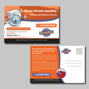 Clean Street Laundry Pickup and Delivery Service Postcard | Postcard Design by aspiremedia