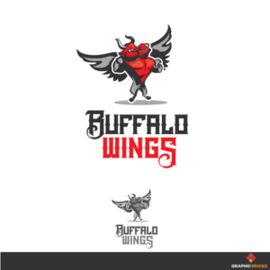 Wingman-- (company name),   Buffalo Wings--main menu (big font),  Philly Steak, (small font)Fried rice (small font) | Logo Design by Graphic Bricks