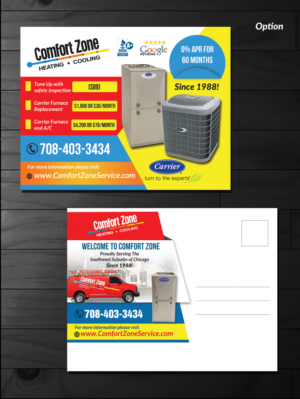 Comfort Zone Heating and Cooling needs a fall furnace tune up reminder post card | Postkarten-Design von innovative earth