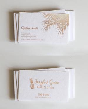 business card for a massage therapy practice named 'Jungle and Grace Massage Studio' | Business Card Design by chandrayaan.creative