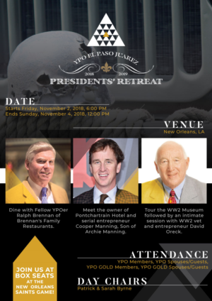 YPO El Paso Juarez Presidents' Retreat at New Orleans | Invitation Design by Veronica Dan